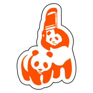 Funny Panda Fight Sticker (Orange)